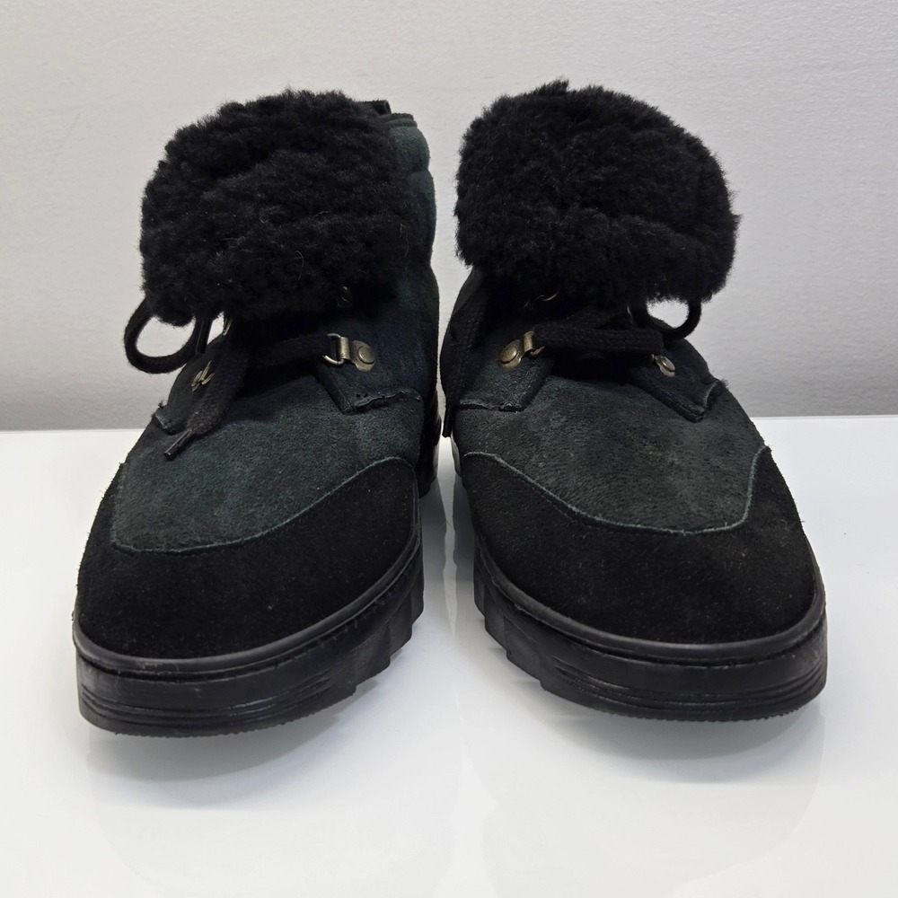 Vintage 90s EMU Ridge Sheepskin Boots Women 10 Black Suede Shearling Hiking Warm - Picture 4 of 9